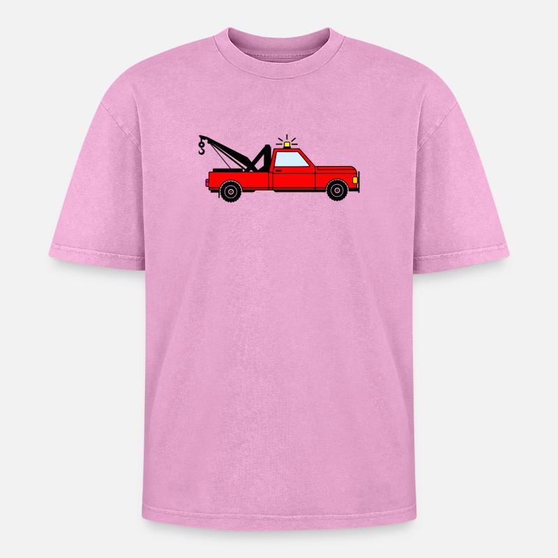Abschleppwagen rot - Oversized Unisex Premium Acid-Washed T-Shirt - Pink Acid Wash