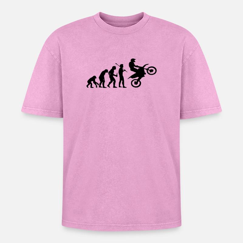 Evolution Monkey au Motocross - T-shirt Premium unisexe oversize acid-washed - rose délavé acide