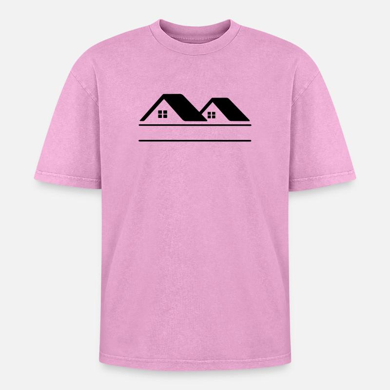 Häuser-Textbanner - Oversized Unisex Premium Acid-Washed T-Shirt - Pink Acid Wash