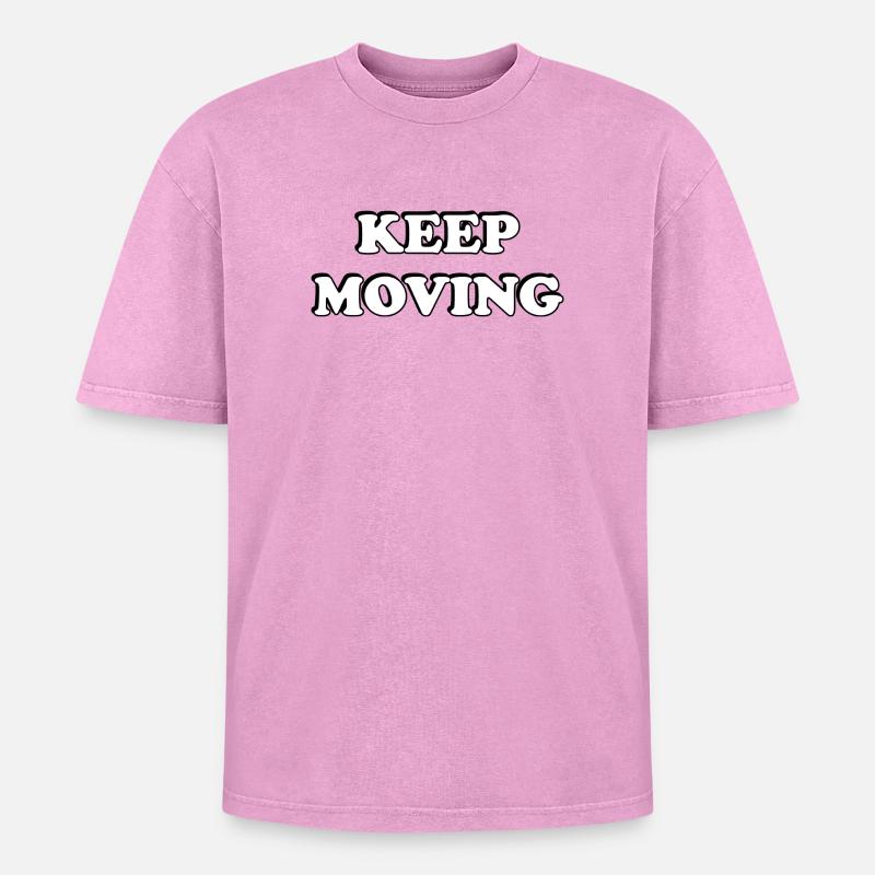 Keep Moving - Oversized Unisex Premium Acid-Washed T-Shirt - acid washed pink