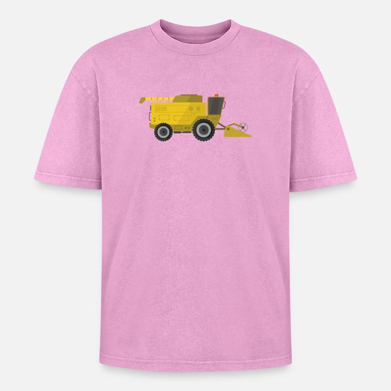 Mähdrescher - Oversized Unisex Premium Acid-Washed T-Shirt - Pink Acid Wash