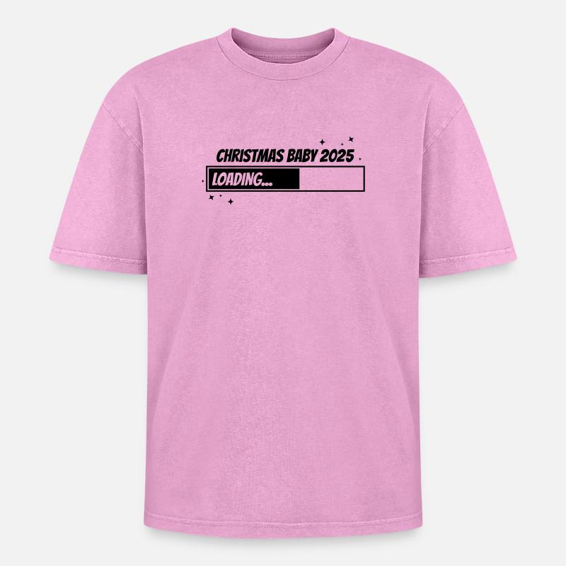 Bébé de Noël 2025 - T-shirt Premium unisexe oversize acid-washed - rose délavé acide