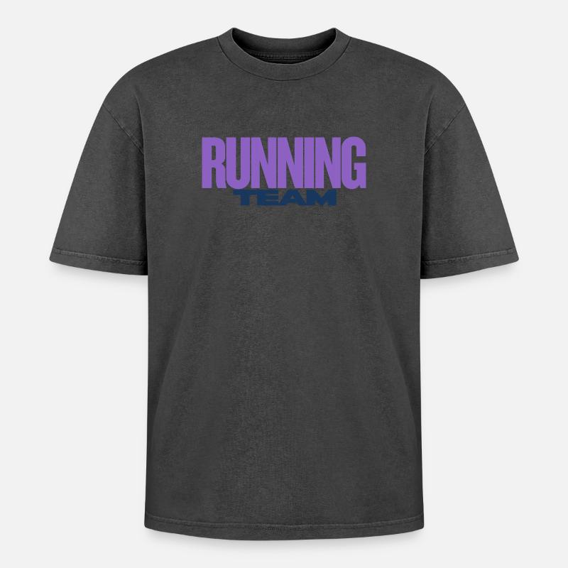 Running Team - Oversized Unisex Premium Acid-Washed T-Shirt - Pink Acid Wash