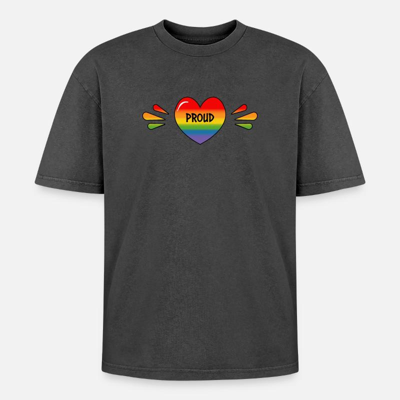 Rainbow LGBT Proud Heart - T-shirt Premium unisexe oversize acid-washed - undefined