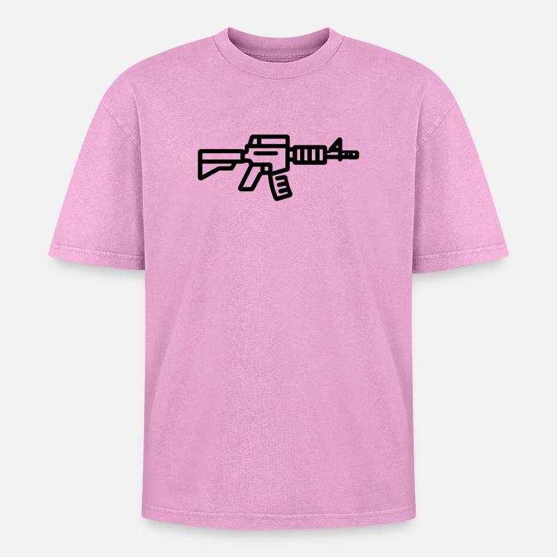 Waffe - Oversized Unisex Premium Acid-Washed T-Shirt - Pink Acid Wash