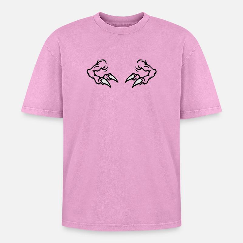 T-Rex forelegs - Oversized Unisex Premium Acid-Washed T-Shirt - acid washed pink