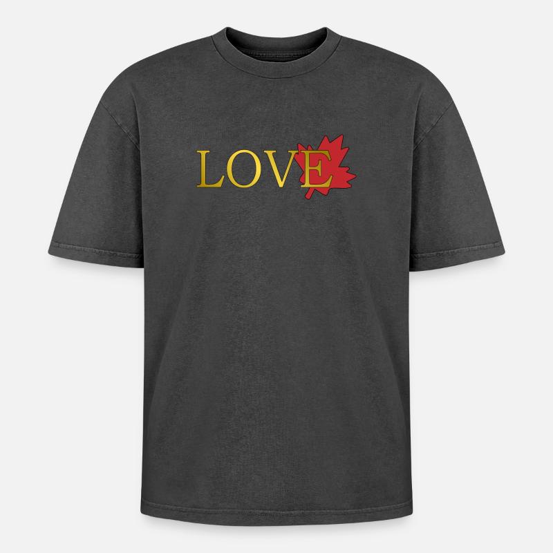Liebe Maple Leaf von Kanada - Oversized Unisex Premium Acid-Washed T-Shirt - undefined