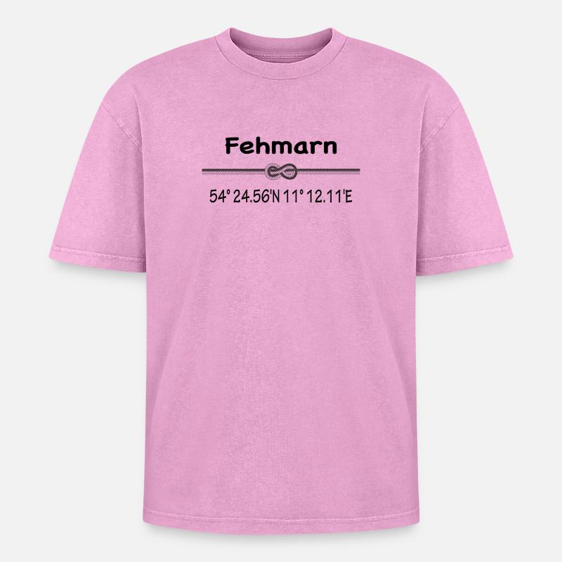 Fehmarn - Oversized Unisex Premium Acid-Washed T-Shirt - Pink Acid Wash