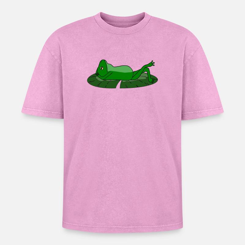 Frog Toad Chill Toad - Oversized Unisex Premium Acid-Washed T-Shirt - acid washed pink