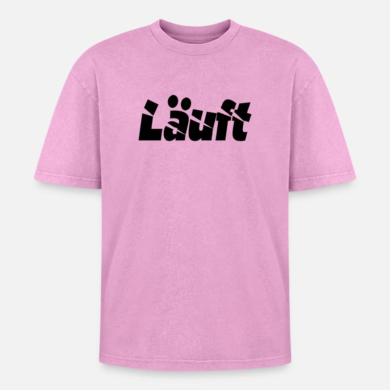 laeuft - Oversized Unisex Premium Acid-Washed T-Shirt - Pink Acid Wash