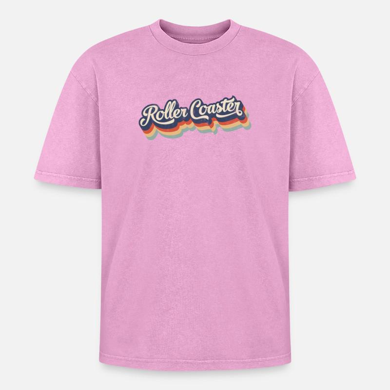 Roller Coaster - Oversized Unisex Premium Acid-Washed T-Shirt - acid washed pink