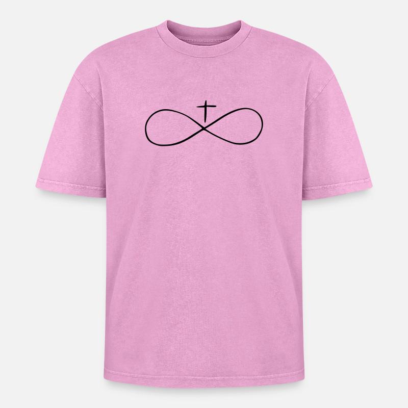 unendlich - Oversized Unisex Premium Acid-Washed T-Shirt - Pink Acid Wash