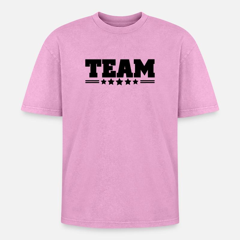 team - Oversized Unisex Premium Acid-Washed T-Shirt - acid washed pink
