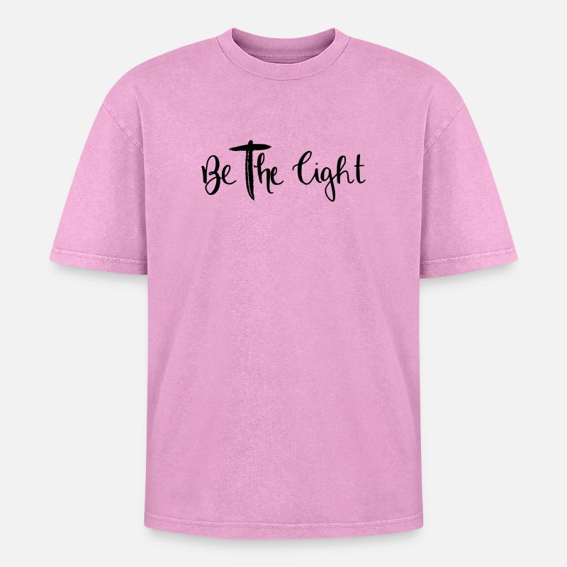be the light - Oversized Unisex Premium Acid-Washed T-Shirt - Pink Acid Wash