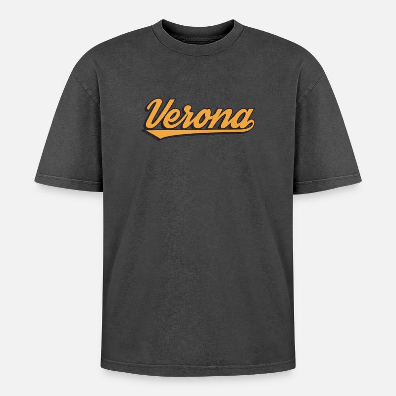 Logo rétro script de Vérone - T-shirt Premium unisexe oversize acid-washed - undefined
