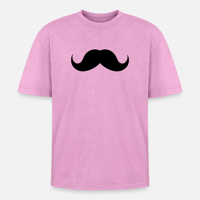 Schnurrbart - Oversized Unisex Premium Acid-Washed T-Shirt - Pink Acid Wash