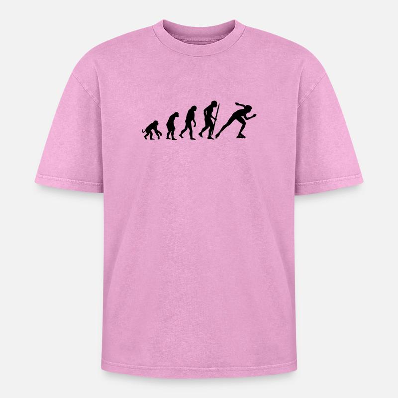 Evolution of inline speed skating - Oversized Unisex Premium Acid-Washed T-Shirt - Pink Acid Wash