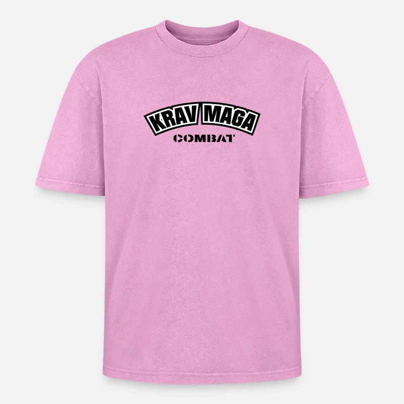 KravMaga Combat - Oversized Unisex Premium Acid-Washed T-Shirt - Pink Acid Wash