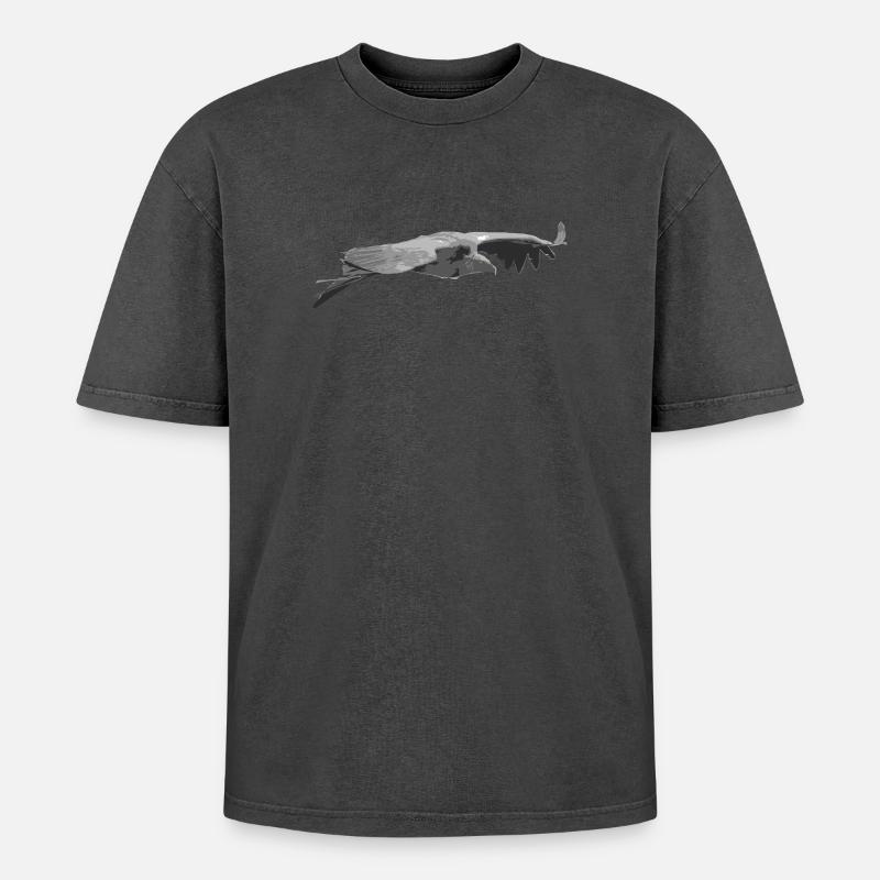 Griffon Vulture Silhouette - Oversized Unisex Premium Acid-Washed T-Shirt - undefined