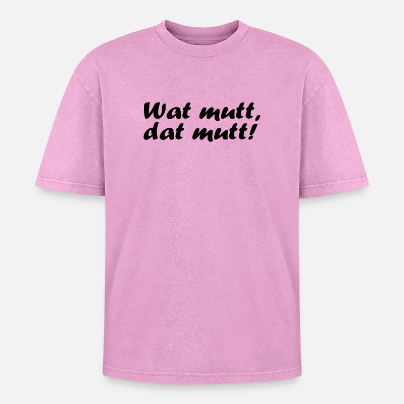 Wat mutt, dat mutt! - Oversized Unisex Premium Acid-Washed T-Shirt - Pink Acid Wash
