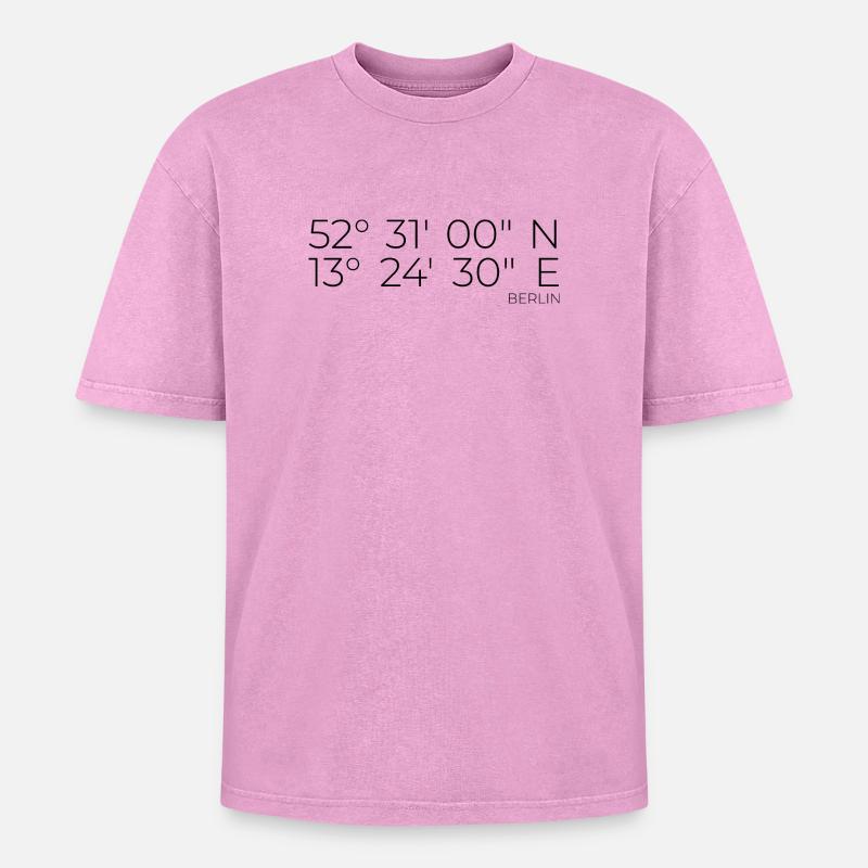 Coordinates Berlin - Oversized Unisex Premium Acid-Washed T-Shirt - acid washed pink