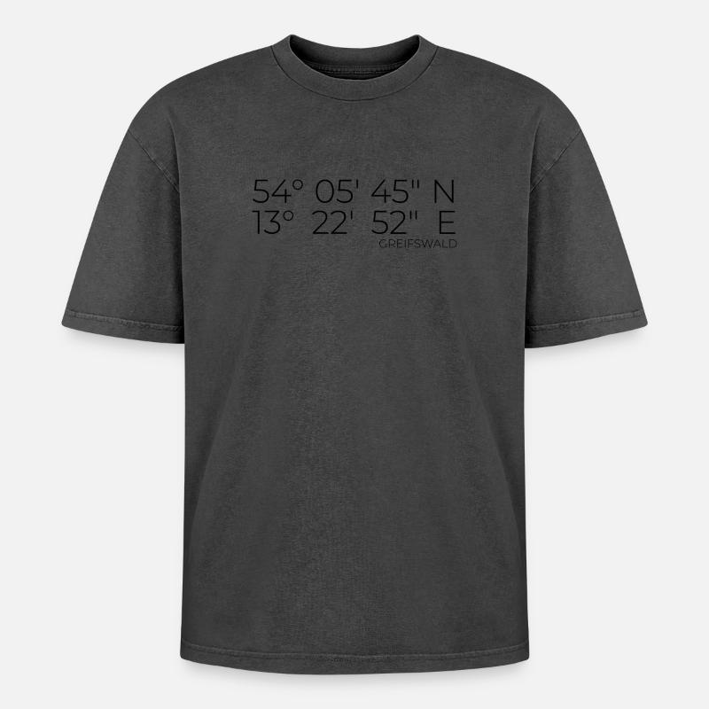 coordinates Greifswald - Oversized Unisex Premium Acid-Washed T-Shirt - undefined