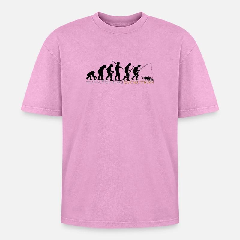 ÉVOLUTION DE LA PÊCHE - T-shirt Premium unisexe oversize acid-washed - rose délavé acide