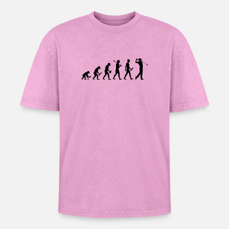 Evolution Golfer Golf - Oversized Unisex Premium Acid-Washed T-Shirt - acid washed pink
