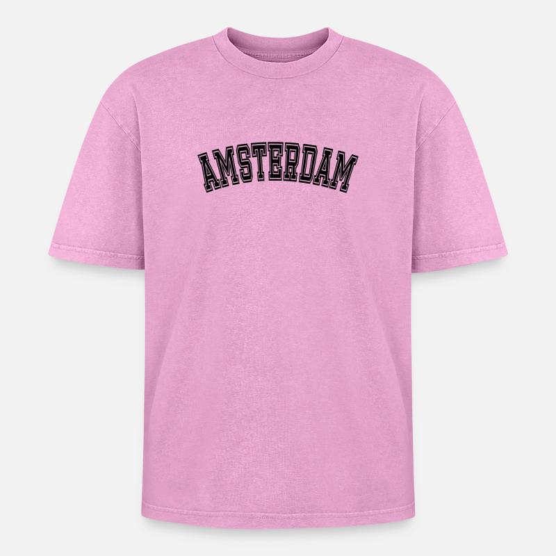 Conception AMSTERDAM - T-shirt Premium unisexe oversize acid-washed - rose délavé acide