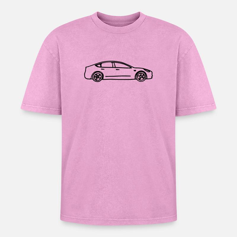 Modèle dessiné 3 - T-shirt Premium unisexe oversize acid-washed - rose délavé acide