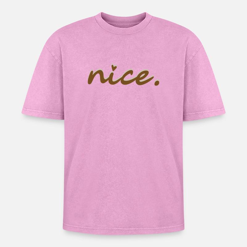 nice (brown with light shadow) - Oversized Unisex Premium Acid-Washed T-Shirt - acid washed pink