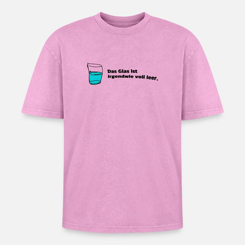 Glass fully empty - Oversized Unisex Premium Acid-Washed T-Shirt - acid washed pink