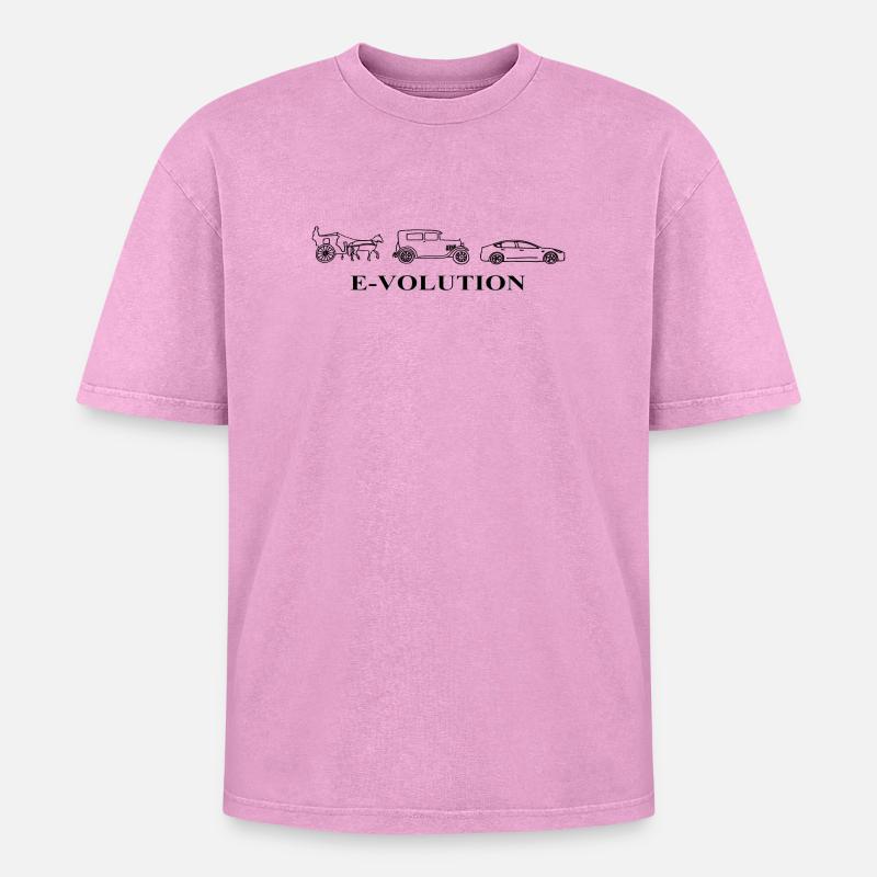 E-Volution Auto Evolution - Oversized Unisex Premium Acid-Washed T-Shirt - Pink Acid Wash