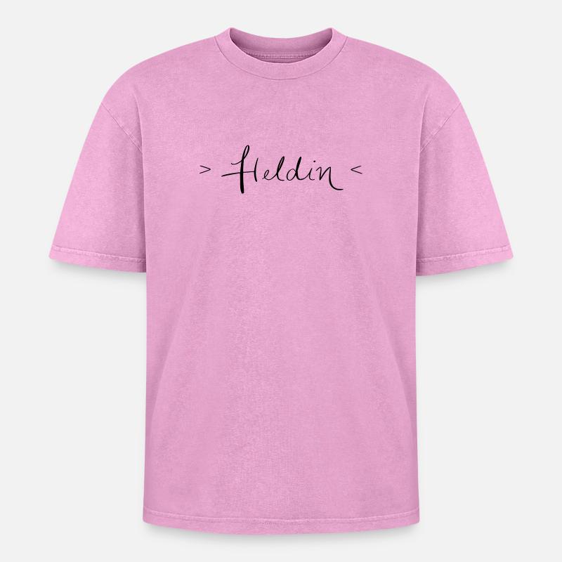 Heldin - Oversized Unisex Premium Acid-Washed T-Shirt - Pink Acid Wash