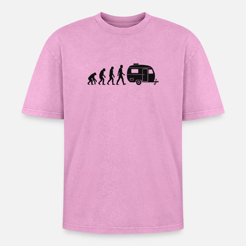 Caravane Evolution Camper - T-shirt Premium unisexe oversize acid-washed - rose délavé acide