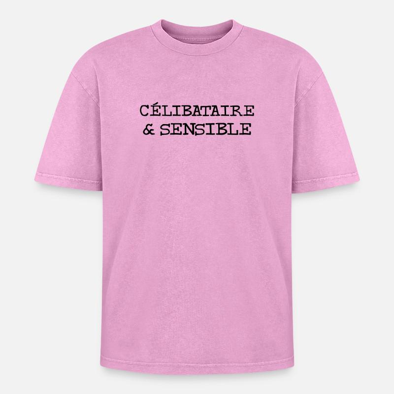 Célibataire & Sensible - T-shirt Premium unisexe oversize acid-washed - rose délavé acide