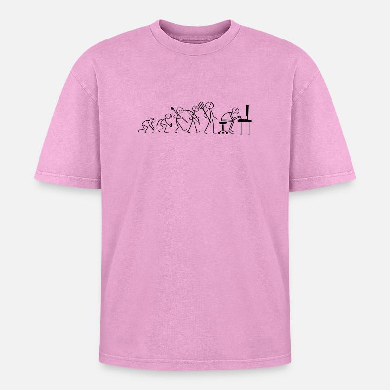 Evolution Computerarbeit - Oversized Unisex Premium Acid-Washed T-Shirt - Pink Acid Wash