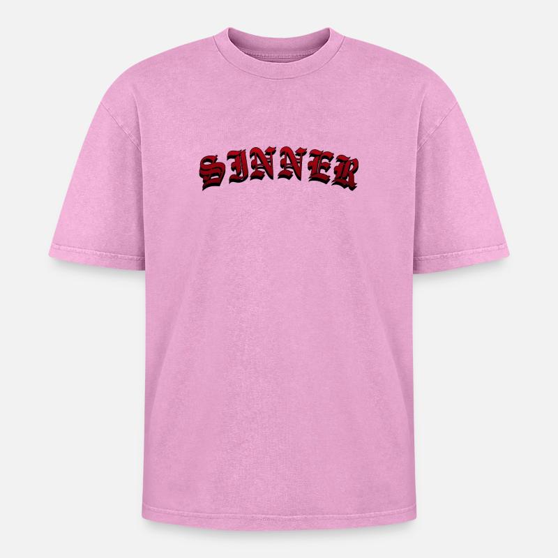 Sinner - Oversized Unisex Premium Acid-Washed T-Shirt - acid washed pink