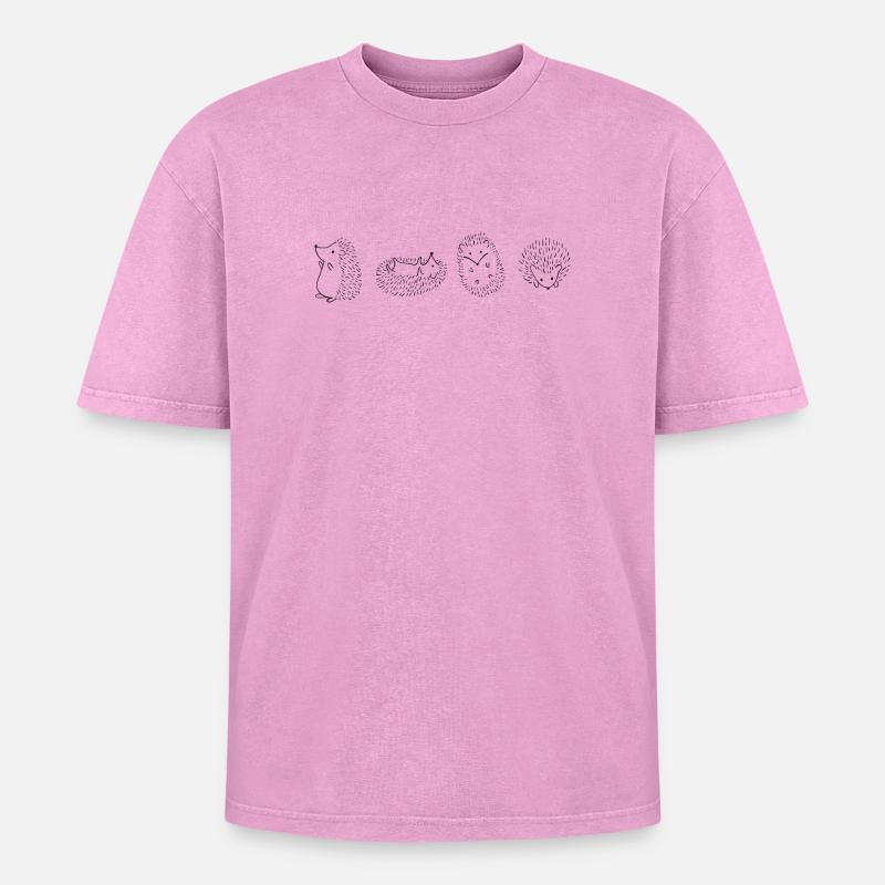 Hérisson hérisson hérisson - T-shirt Premium unisexe oversize acid-washed - rose délavé acide