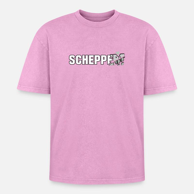 Scheppert "das Design zur Technoparty" - Oversized Unisex Premium Acid-Washed T-Shirt - Pink Acid Wash