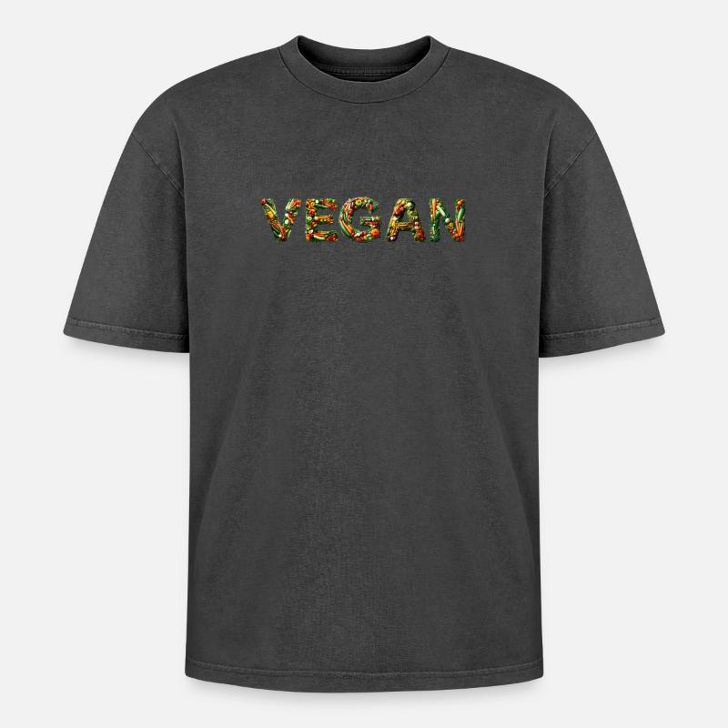 Vegan – plant-based from fruit and vegetables - Oversized Unisex Premium Acid-Washed T-Shirt - undefined