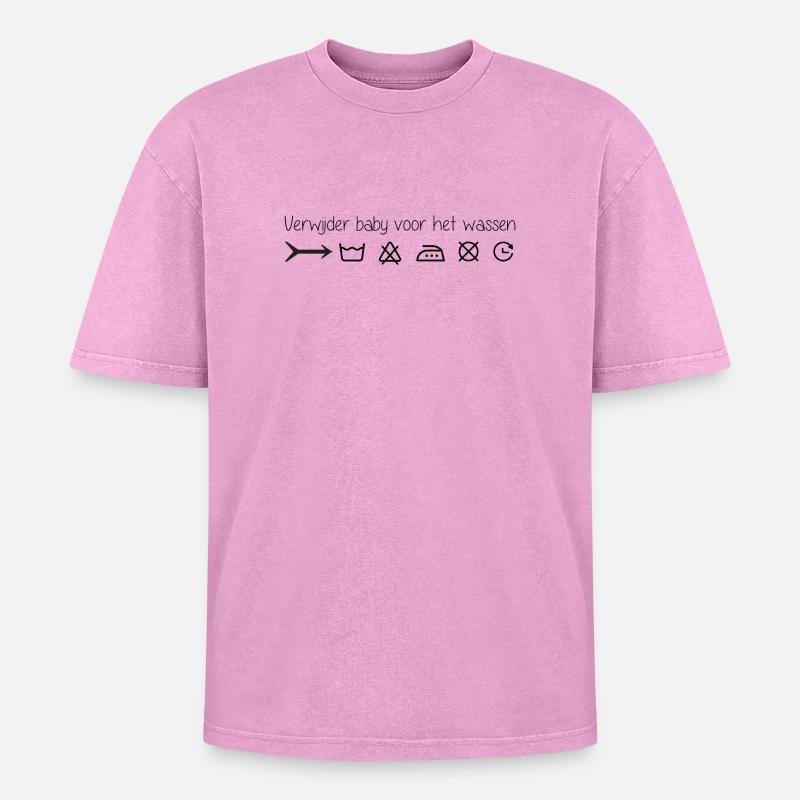 Remove infant before washing - Oversized Unisex Premium Acid-Washed T-Shirt - acid washed pink