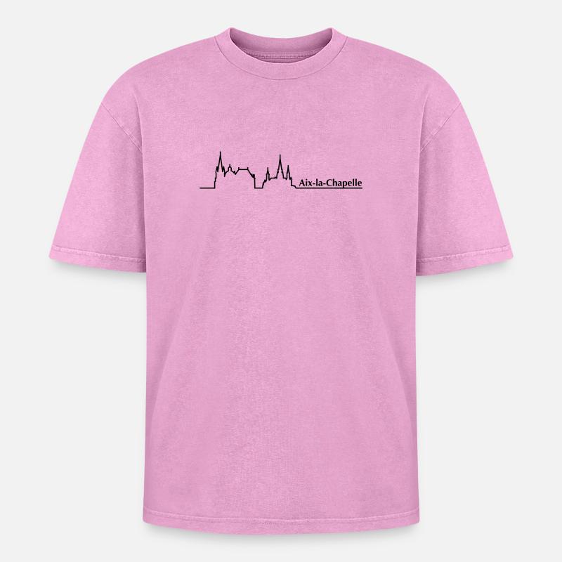 Aachen Skyline - Oversized Unisex Premium Acid-Washed T-Shirt - Pink Acid Wash
