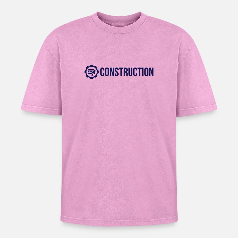 Construction - Oversized Unisex Premium Acid-Washed T-Shirt - acid washed pink