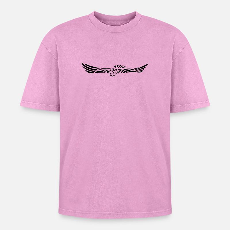 Eagle owl in flight - Oversized Unisex Premium Acid-Washed T-Shirt - acid washed pink