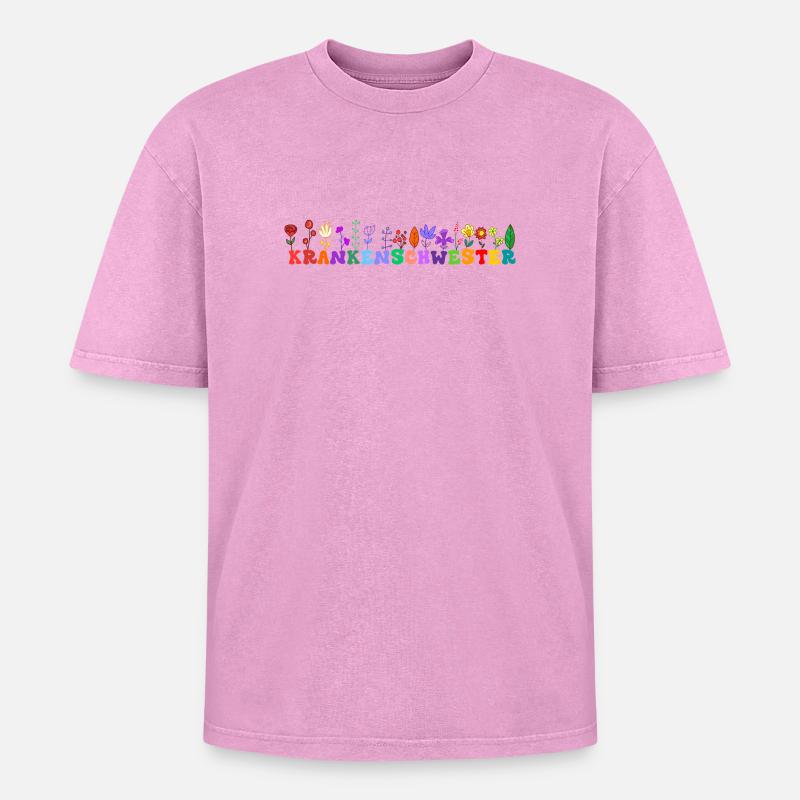 Krankenschwester Blumen Geschenk Notfall Medizin - Oversized Unisex Premium Acid-Washed T-Shirt - Pink Acid Wash