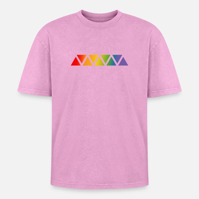 Rainbow triangle - Oversized Unisex Premium Acid-Washed T-Shirt - acid washed pink