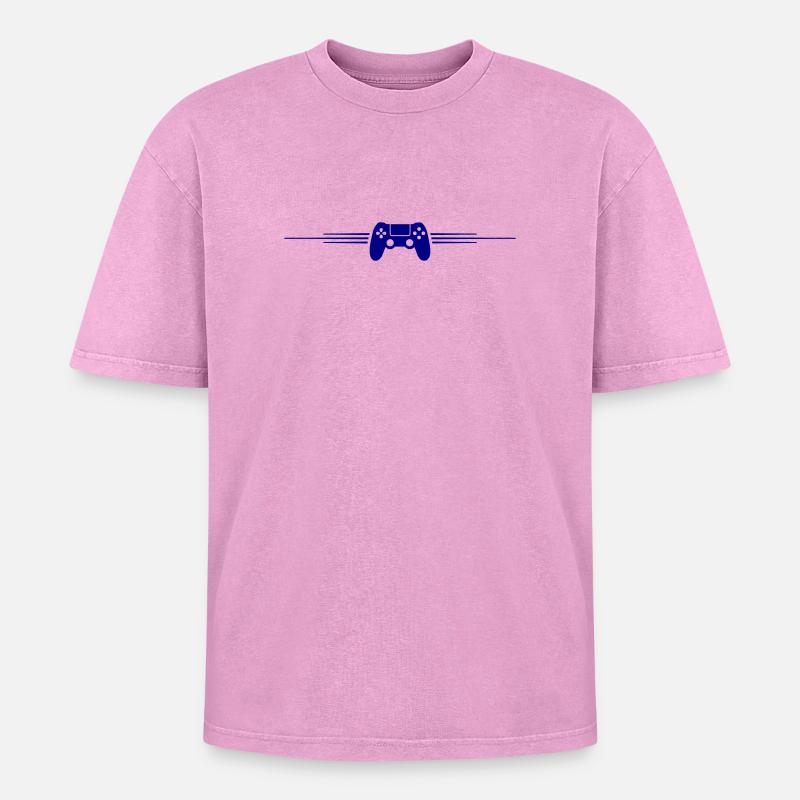 Gamepad Controller - Oversized Unisex Premium Acid-Washed T-Shirt - Pink Acid Wash