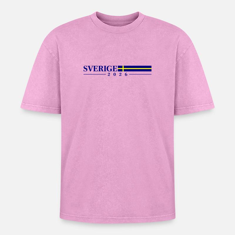 Drapeau de Suède 2026 - T-shirt Premium unisexe oversize acid-washed - rose délavé acide