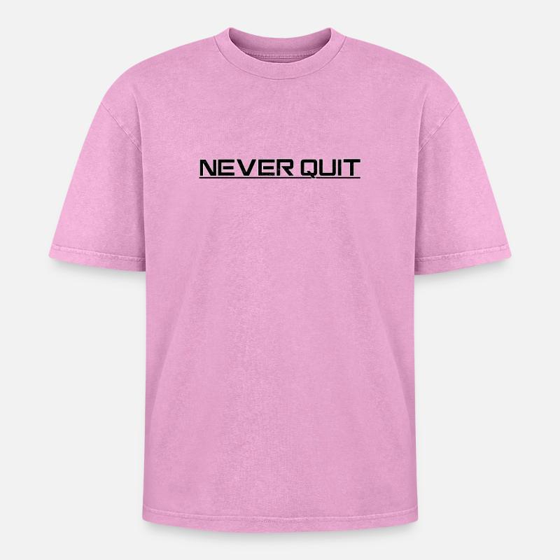 Never Quit Ausdauer Motiv - Oversized Unisex Premium Acid-Washed T-Shirt - Pink Acid Wash